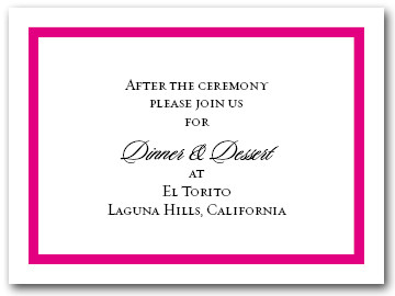 Reception Card Hot Pink Border #5