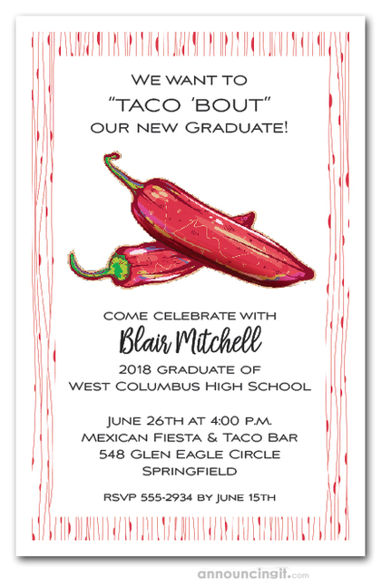 Red Hot Peppers Graduation Invitations