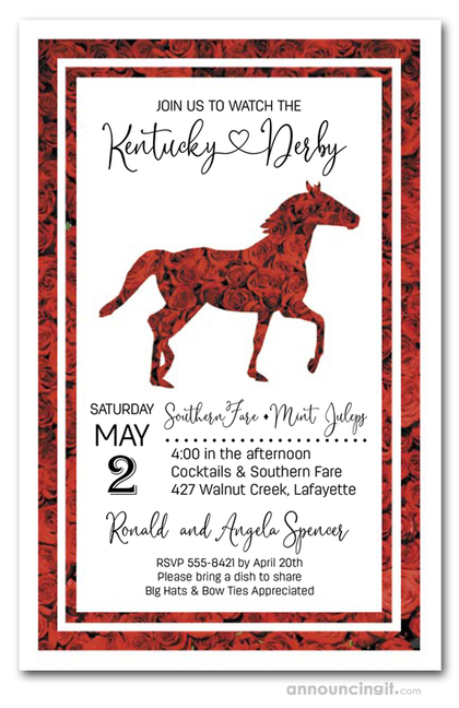 Red Roses Race Horse Derby Invitations