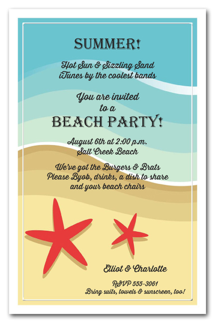 Red Starfish on the Beach Invitations