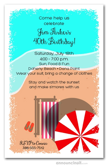 Chaise on the Beach Party Invitations