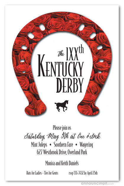 Rose Covered Horseshoe Derby Invitations