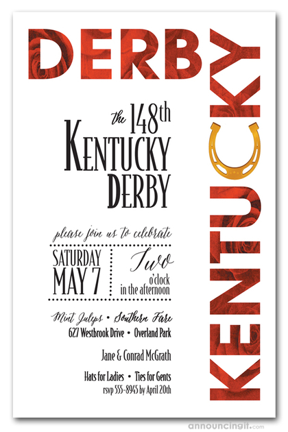 Roses and Horse Shoe Derby Invitations