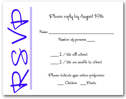 Royal Blue on White RSVP Cards #6