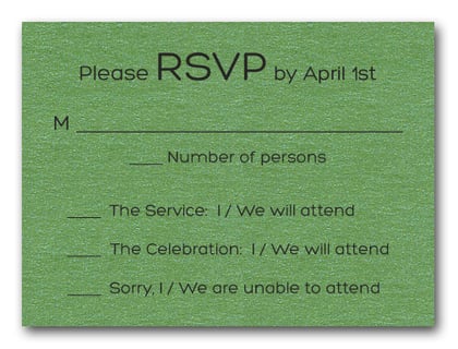 Shimmery Green Bold Bar Mitzvah RSVP