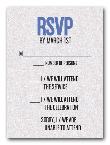 Blue on White Bar Mitzvah RSVP