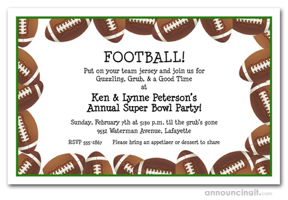 Football Border Super Bowl Invitations