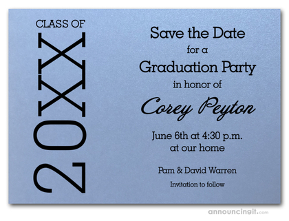 Shimmery Blue Graduation Save the Date Cards