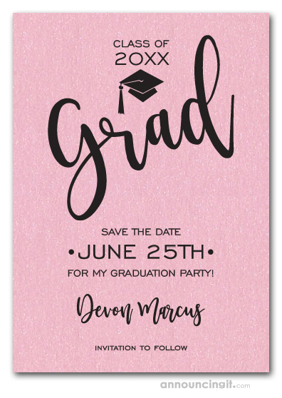 Simple Grad Shimmery Pink Save the Date Cards