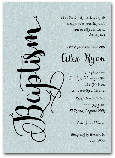 shimmery blue baptism invitations