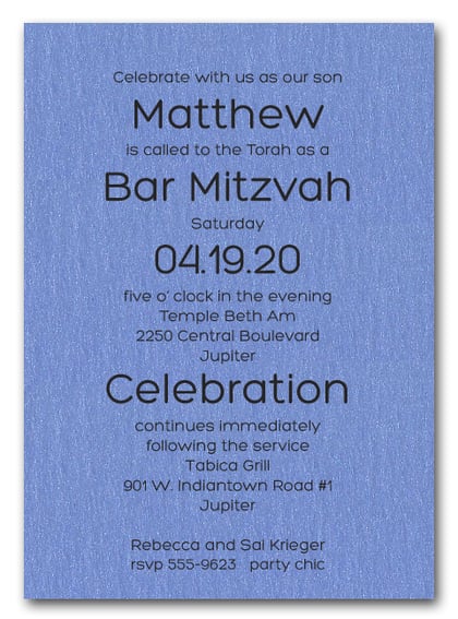 Shimmery Blue Bold Bar Mitzvah