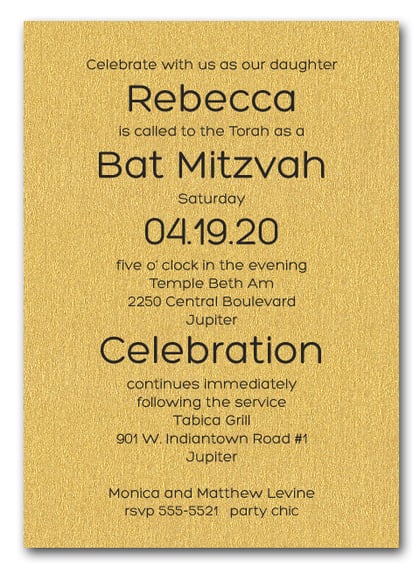 Shimmery Gold Bold Bar Mitzvah