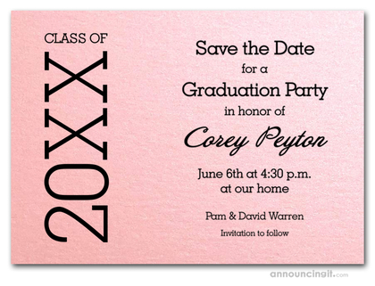 Shimmery Pink Graduation Save the Date Cards