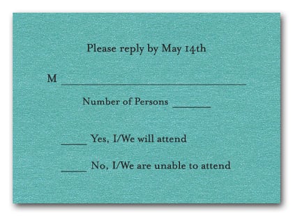 Shimmery Turquoise RSVP Cards