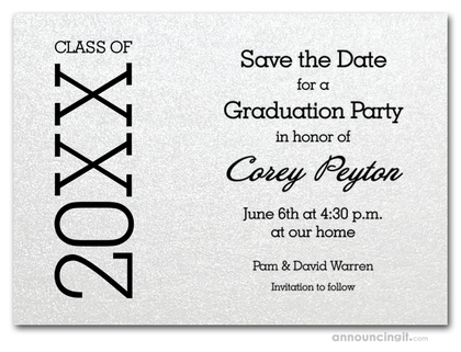 Shimmery White Graduation Save the Date Cards