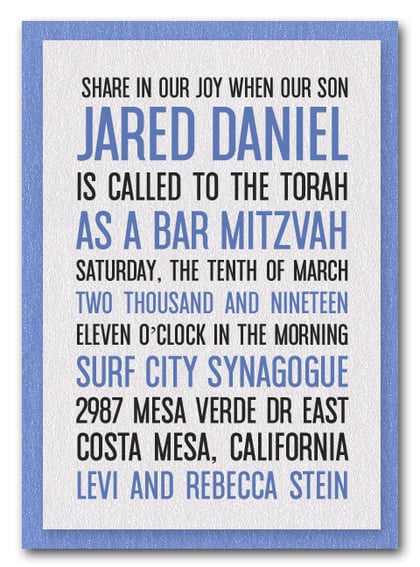 Shimmery White & Blue Bar Mitzvah