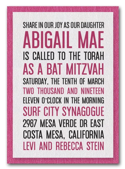 Shimmery White & Hot Pink Bat Mitzvah