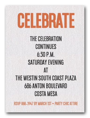 Orange on White Celebration