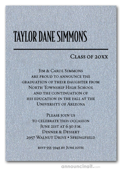 Shimmery Silver Classic Graduation Invites