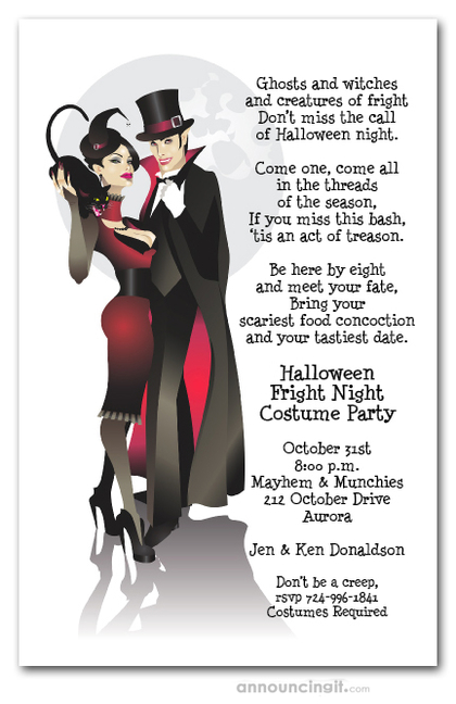 Sinister Couple Vampire Halloween Invitations