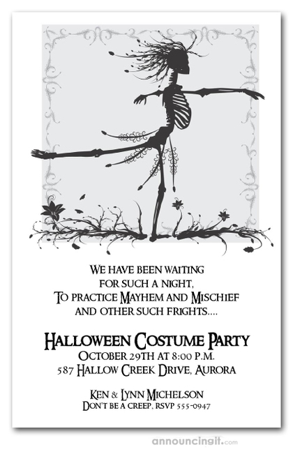 Skeleton Waltz Halloween Invitations