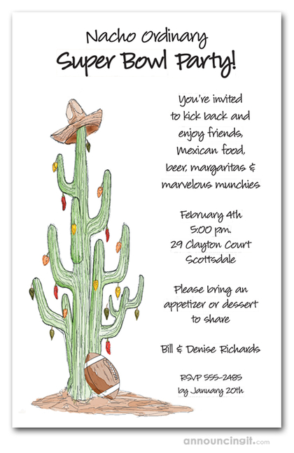 Cactus Super Bowl Party Invitations