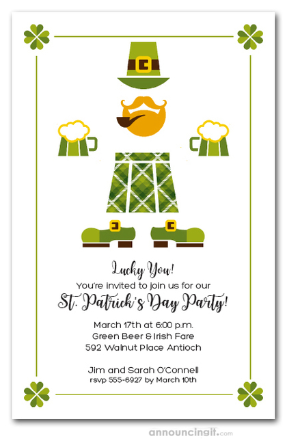 St. Patrick's Day Kilt Party Invitations