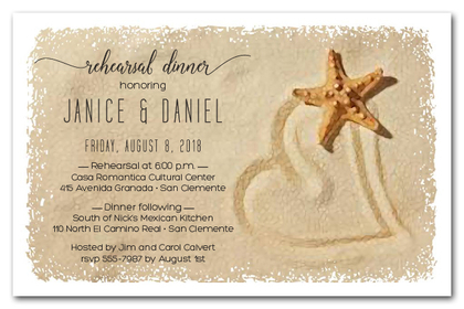 Starfish and Sand Heart Invitations