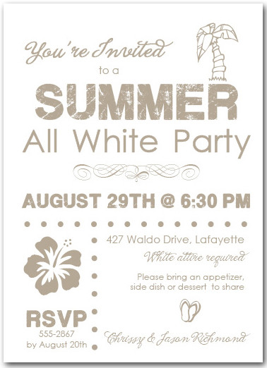 Summer White Party Invitations