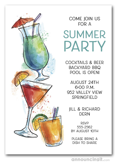 Summer Cocktails Party Invitations