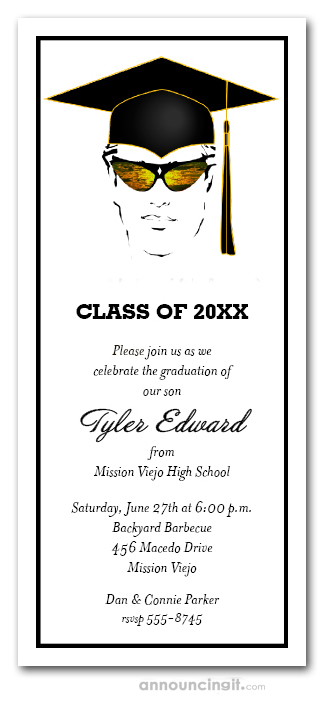 Shades and Black Cap Boy Graduation Invitations