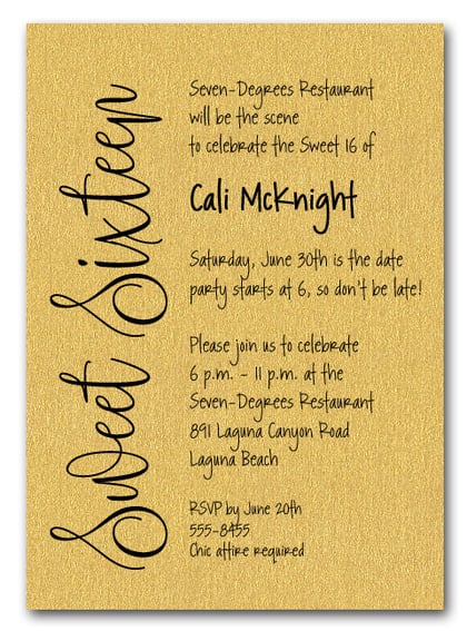 Shimmery Gold Sweet Sixteen