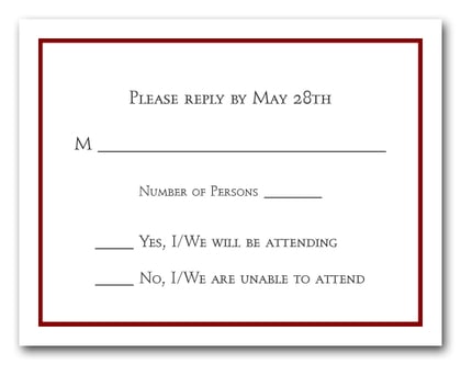 Burgundy Border RSVP Card #8