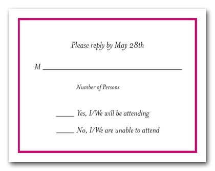 Hot Pink RSVP Card #8