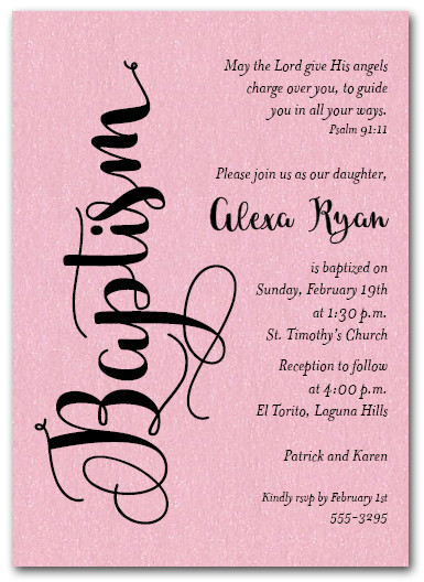 shimmery pink baptism invitations girl baptism invitations