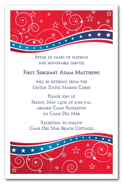 Red and Blue Swirls & Stars Invitations