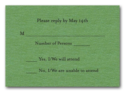 Shimmery Green RSVP Cards