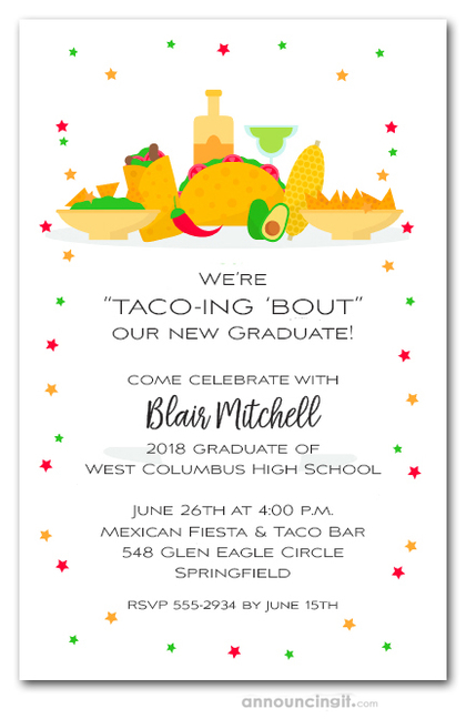 Taco Bar Graduation Party Invitations