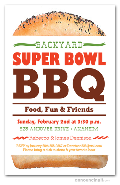 Tall Hamburger Super Bowl BBQ Invitations