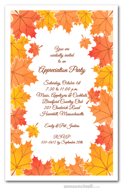 Tangerine Fall Leaves Invitations