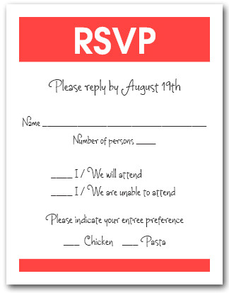 White & Tangerine RSVP Card #3