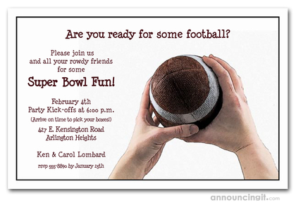 Football Catch Super Bowl Invitations