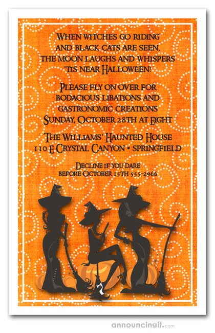 Three Witches Spell Halloween Invites