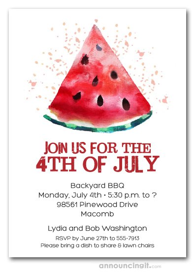 Slice of Watermelon Party Invitations