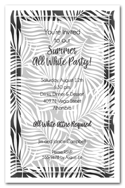White Palms on Black Invitations