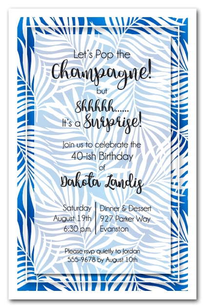 White Palms on Blue Invitations