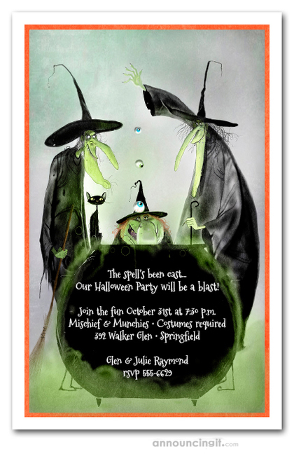 Witchy Trio Halloween Party Invitations
