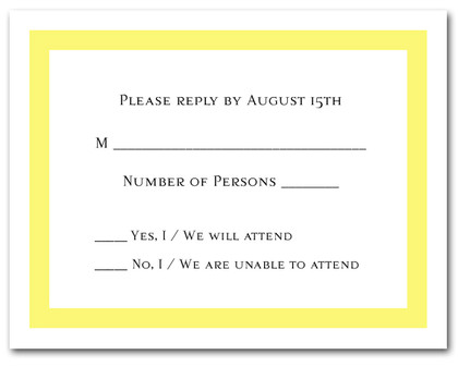 RSVP Cards Yellow Border #5