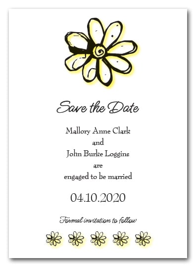 Yellow Daisy Save the Date