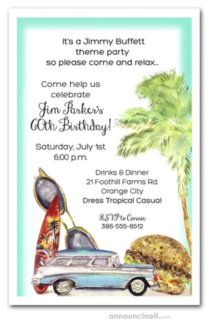 Cheeseburger Beach Party Invitations